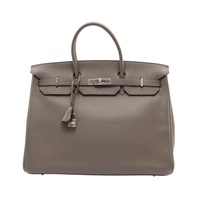 HERMES 愛馬仕 Birkin 40 柏金包 手提包 錫器灰 Clemance牛皮 □Q刻 銀扣