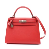 HERMES 愛馬仕 紅色 Epsom牛皮 Kelly 28 凱莉包 兩用包 X刻 銀扣 H075303CKAW