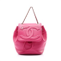 CHANEL 香奈兒 Rose Pink 鍊條後背包 玫瑰粉 羊皮 金扣 AS0325