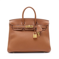 HERMES 愛馬仕 Birkin 25 手提包 金色 Clemence牛皮 A刻