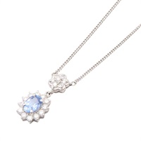 JEWELRY 無品牌珠寶 項鍊 藍寶石 鑽石 PT850鉑金 Sapphire 6.2g