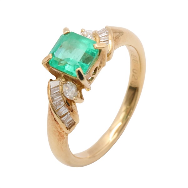 JEWELRY 無品牌珠寶 戒指 #51 祖母綠 鑽石 18K黃金 Emerald 3.92g