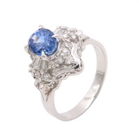 JEWELRY 無品牌珠寶 戒指 #48 藍寶石 鑽石 PT900鉑金 Sapphire 5.33g