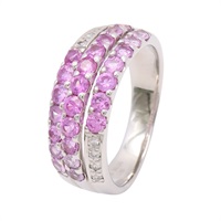 JEWELRY 無品牌珠寶 戒指 #54 粉紅藍寶石 鑽石 18K白金 Pink Sapphire 5.65g