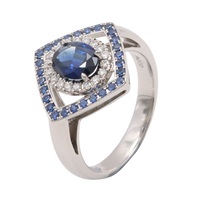JEWELRY 無品牌珠寶 戒指 #50 藍寶石 鑽石 PT900鉑金 Sapphire  6.47g