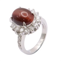 JEWELRY 無品牌珠寶 戒指 #49 虎眼石 鑽石 PT900鉑金 Tigers-eye 10.96g