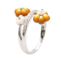 JEWELRY 無品牌珠寶 戒指 #53 珍珠母貝 鑽石 18K白金 Mother-0f-Pearl 3.7g