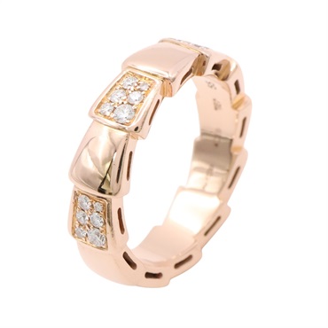 BVLGARI 寶格麗 Serpenti Viper 戒指 #55 鑽石 18K玫瑰金 AN857928/353302