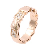 BVLGARI 寶格麗 Serpenti Viper 戒指 #55 鑽石 18K玫瑰金 AN857928/353302