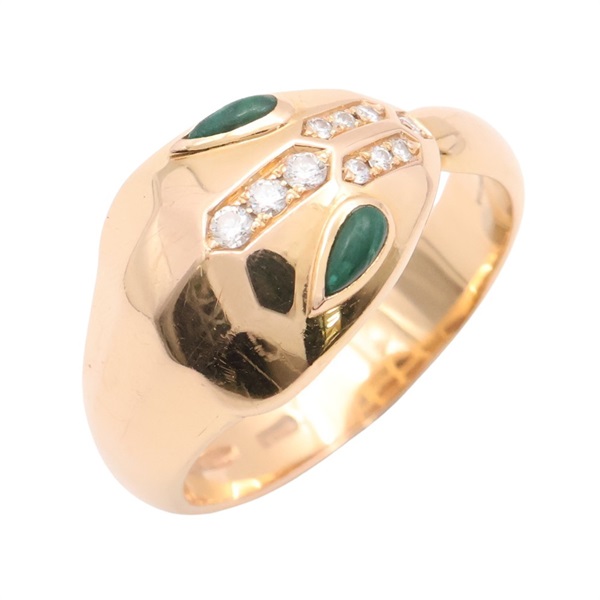 BVLGARI 寶格麗 Serpenti Seduttori 戒指 18K黃金 孔雀石 鑽石 AN857802/352690