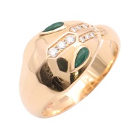 BVLGARI 寶格麗 Serpenti Seduttori 戒指 18K黃金 孔雀石 鑽石 AN857802/352690
