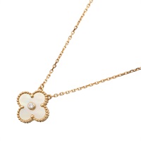 Van Cleef & Arpels 梵克雅寶 Vintange Alhambra 1PD 項鍊 18K黃金 鑽石/黃母貝 VCARP2R700