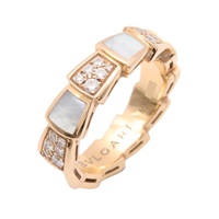 BVLGARI 寶格麗 Serpenti Viper 鑽石 戒指 珍珠貝母 18K玫瑰金 AN858042