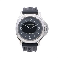 PANERAI 沛納海 Luminor Base 腕錶 黑色錶盤 橡膠錶帶 不鏽鋼 PAM00112