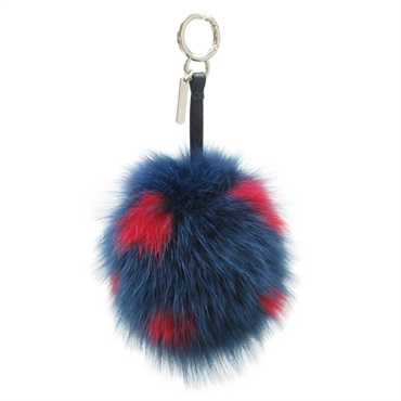 【再降價】藍色紅點兔毛鑰匙圈 Pom Pom Bag Charm
