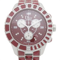 【再降價】CHRISTAL 紅色錶盤鑽石時標石英腕錶 CD11431G
