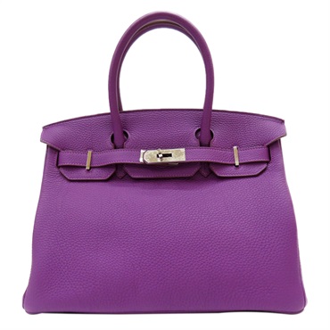 【再降價】紫色 Togo皮革 Birkin 30 柏金包 手提包 銀扣 □R刻