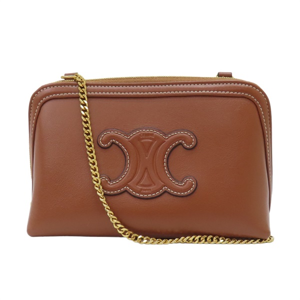 【再降價】棕色 牛皮 Clutch On Chain Cuir Triomphe 肩背包