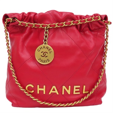 紅色 皮革 Chanel 22 Small 肩背包