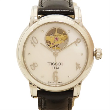 銀色 不鏽鋼 黑色錶帶 自動上鍊 腕錶 (剝落) T050207