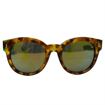 棕色 螢光綠 PVC 玳瑁花紋 太陽眼鏡