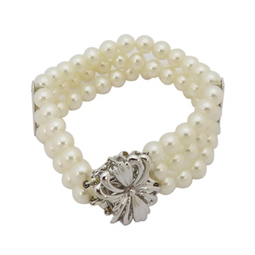 白色 排珠 18白K金 手鍊 Pearl bracelet