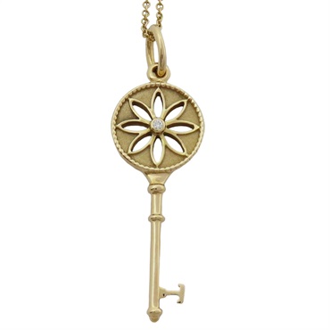 玫瑰金 18K 鑲單顆鑽石 Tiffany Keys 雛菊鑰匙 項鍊