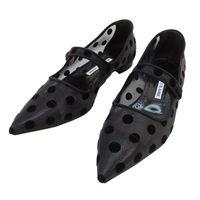 黑色 植絨網布 羅緞邊飾 Campari 芭蕾 平底鞋