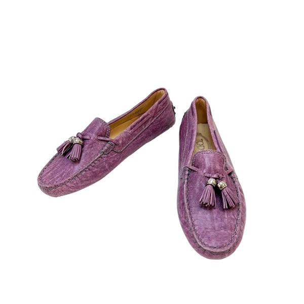 紫色 皮革 駕車鞋 豆豆鞋 38.5號