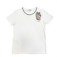 白色 綿 水鑽 短袖上衣 T-shirt #S