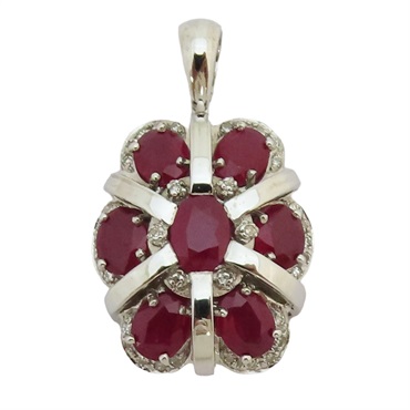 紅寶石 鑽石 14白K金 墜飾 Ruby pendant