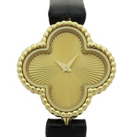 18黃K金 黑色皮革錶帶 Sweet Alhambra 腕錶 1386240