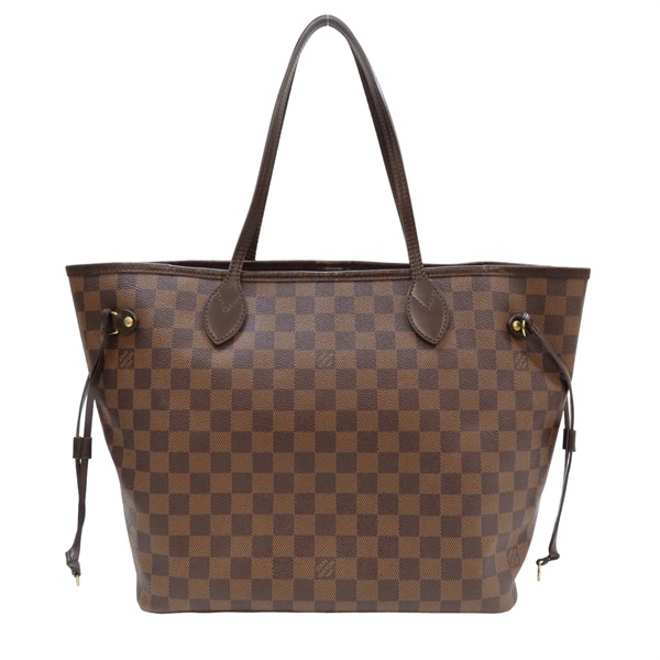 棕色 棋盤格帆布 Neverfull MM 托特包 #FL4186