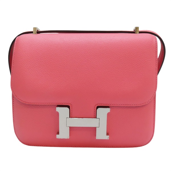 【激安價】玫瑰粉色 Evercolor皮革 Constance Mini 肩背包 Y刻 銀扣 598 HB K4 6C
