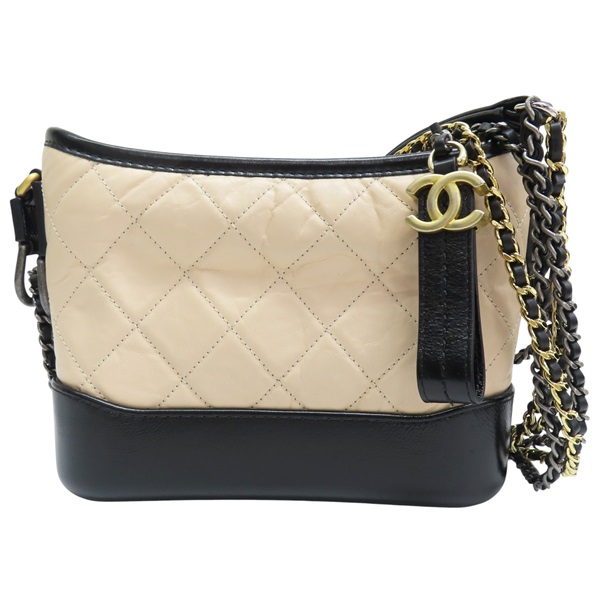 【再降價】米色 牛皮 20cm 流浪包 鍊帶 肩背【CHANEL 香奈兒】包 #25136769