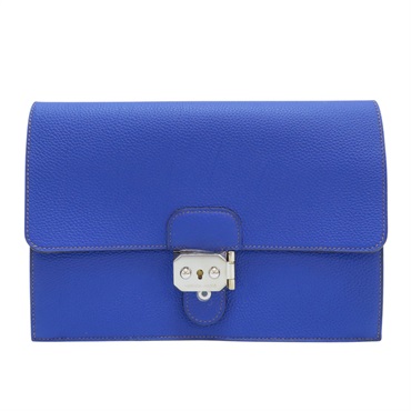 【激安價】藍色 牛皮 手拿包 銀扣 □R刻 R口 020