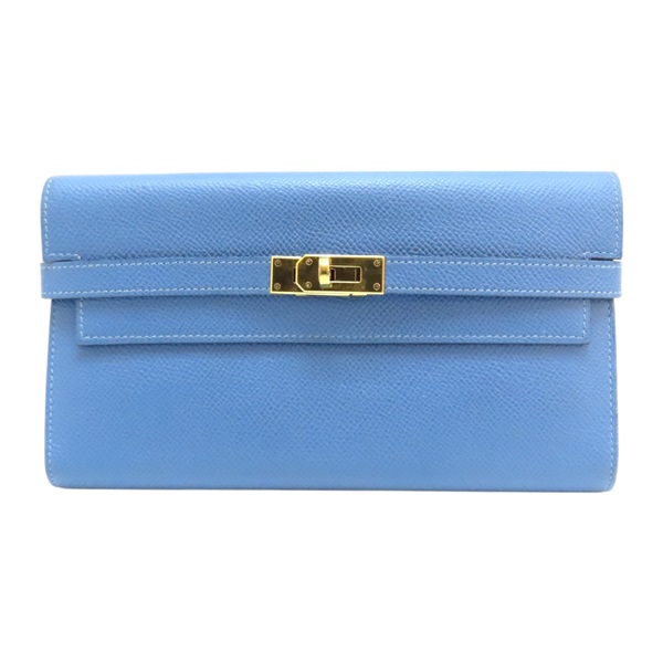 【再降價】藍色 Epsom皮革 Kelly 凱莉 長夾【HERMES 愛馬仕】