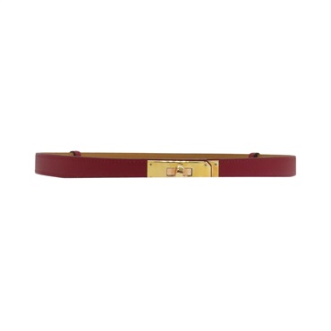 紅色 Epsom小牛皮 Kelly 18 皮帶 X刻 金扣