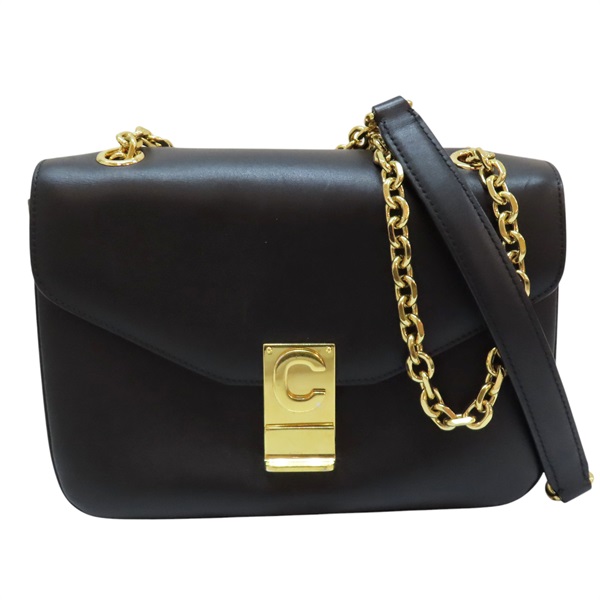 【再降價】黑色 牛皮 鍊帶 肩背包【CELINE 賽琳】