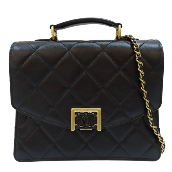 【再降價】黑色 牛皮 两用包 金扣【CHANEL 香奈兒】