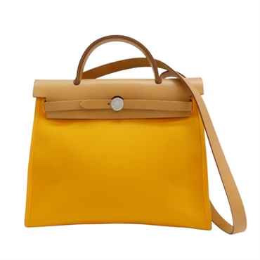 【再降價】橘色帆布 棕色牛皮 Herbag 31 兩用包【HERMES 愛馬仕】