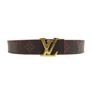棕色 PVC塗層帆布 紅色 皮革 LV Initiales 皮帶 80cm M9498