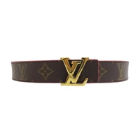 棕色 PVC塗層帆布 紅色 皮革 LV Initiales 皮帶 80cm M9498