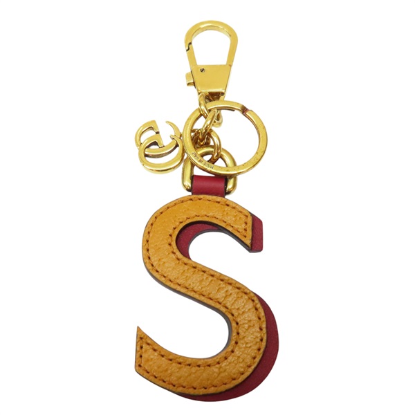 橘色 皮革 S字母 掛飾 鑰匙圈