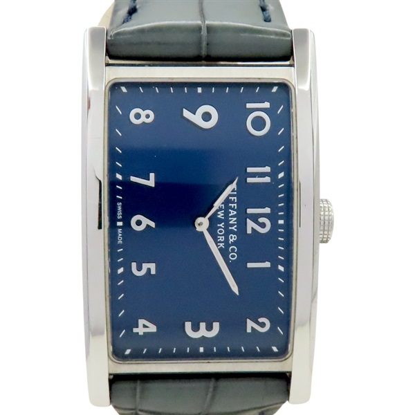 藍色錶盤 灰色皮帶 EAST WES 腕錶 34677344