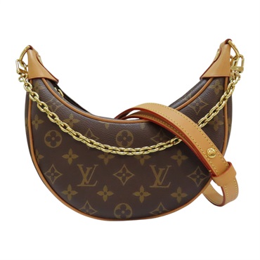 棕色 原花 帆布 彎月包 肩背包 M81098