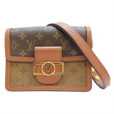 棕色 原花 帆布 Mini Dauphine 肩背包 M45959