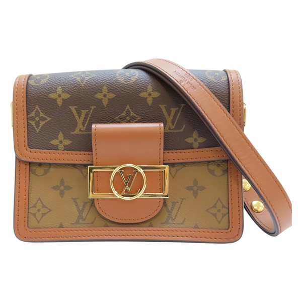 棕色 原花 帆布 Mini Dauphine 肩背包 M45959