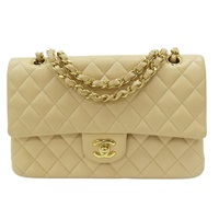 米色 羊皮 COCO 25cm 帶 肩背包 銀扣(無) A01112