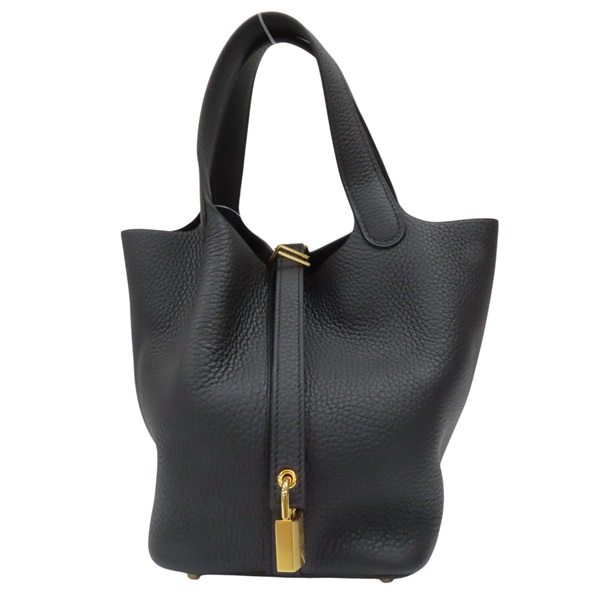 黑色 Tourillon牛皮 Picotin Lock 18 手提包 U刻 金扣【HERMES 愛馬仕】